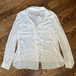 Free People Bella Dahl Button Up Down Blouse Shirt Cream/Ivory Small